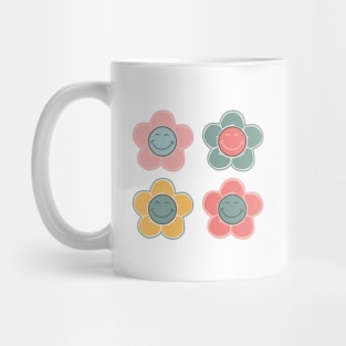 Multi Color, Retro Bib Flowers Mug